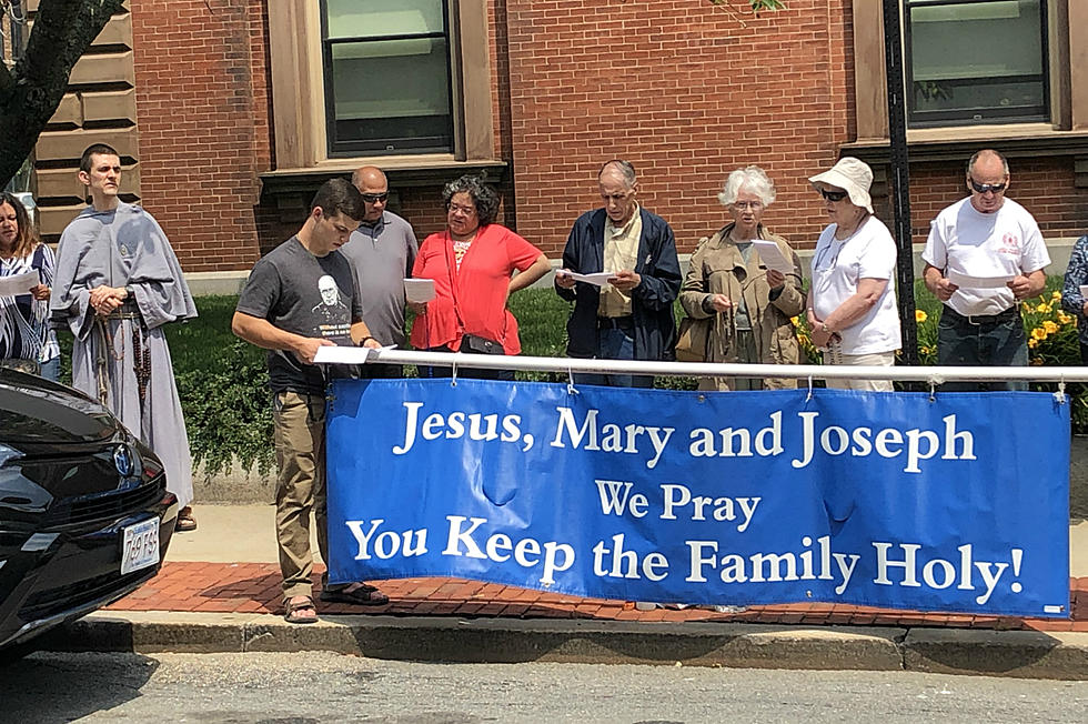 Protesters Gather Outside New Bedford Library