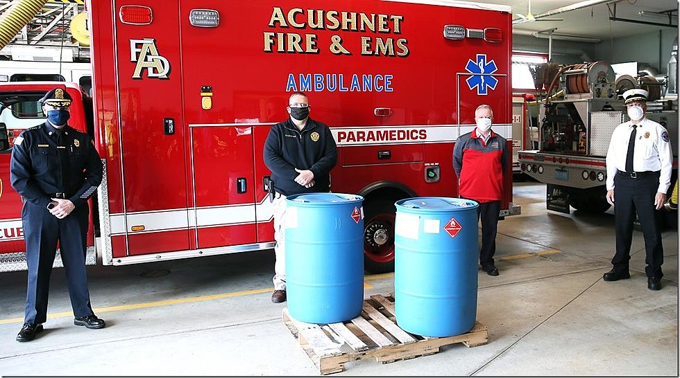 Liquor Company Ships Barrels of Hand Sanitizer to Acushnet, Fairhaven