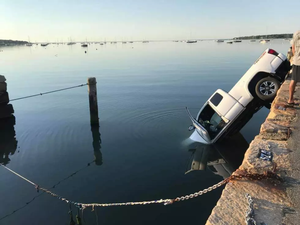 Truck Rolls Off Town Wharf into Mattapoisett Harbor