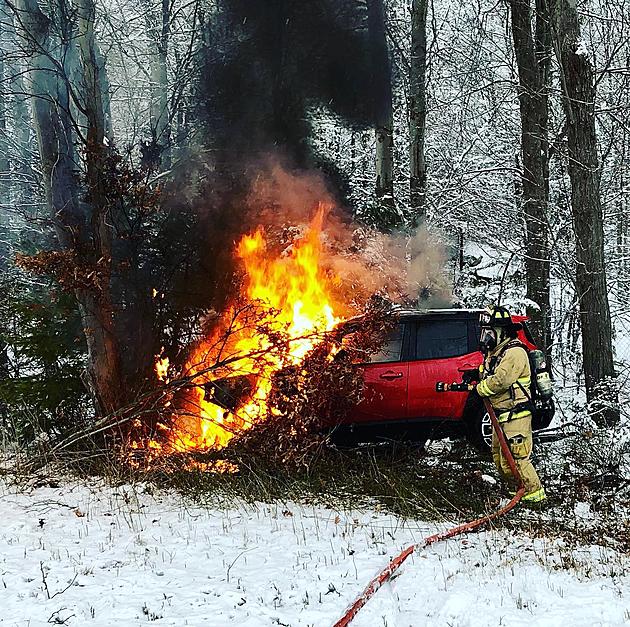 Driver Escapes Fiery Lakeville Crash on Rt. 140