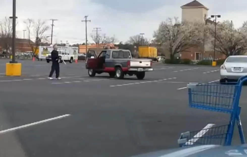 Old Man Practices Ninja Skills in Grocery Store Parking Lot