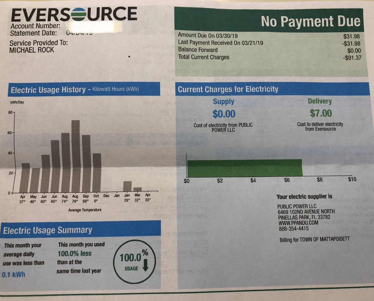 Look at Michael Rock's Eversource Bill