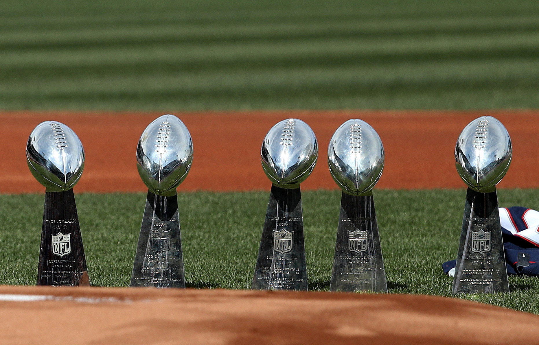 Get a Picture with the Patriots' Lombardi Trophies