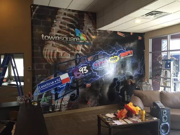 Check Out the Wrapped Wall in the Lobby of the Radio Station