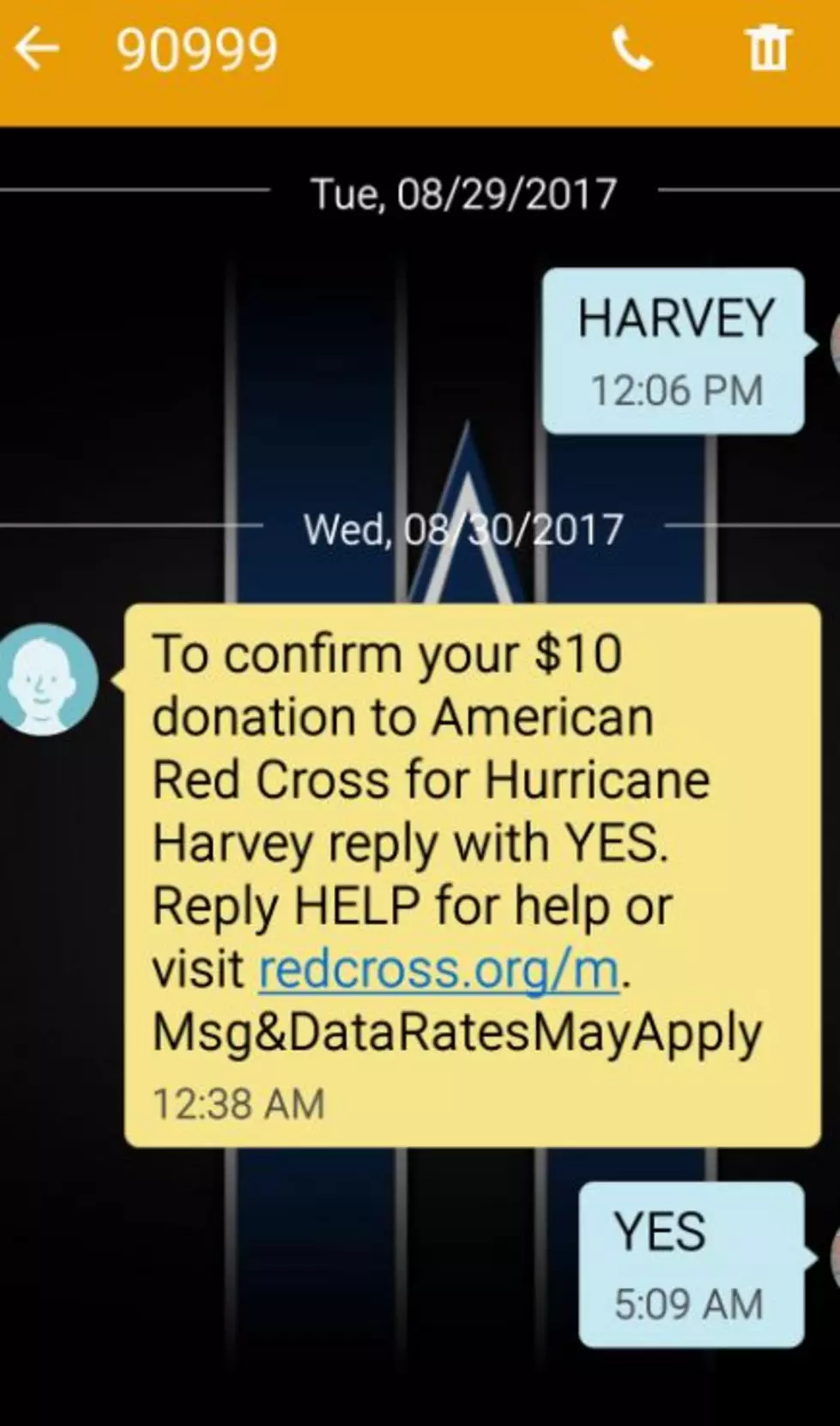 text harvey to 90999