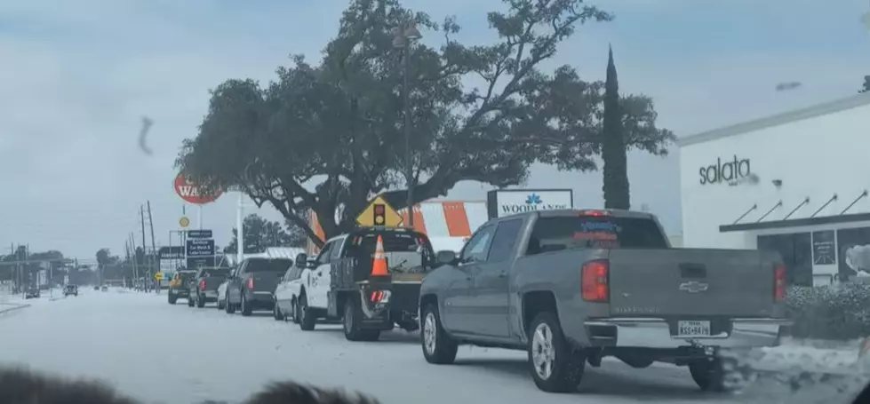 What A Line! Last Weeks Snow Storm Did Not Stop Peeps From Hitting Up WHATABURGER Here In Texas!