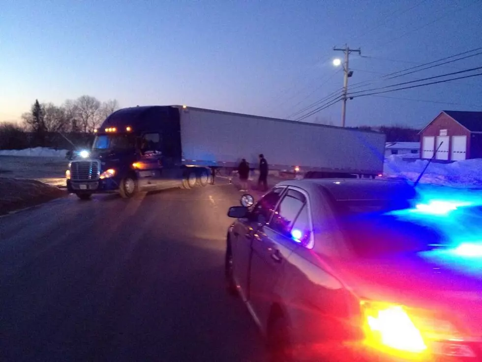 Tractor Trailer Blocks Route 1 in Houlton