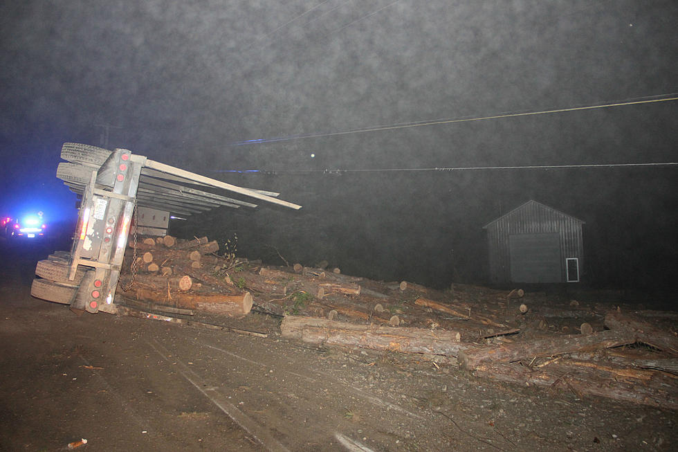 Two Escape Logging Truck Rollover in Wallagrass