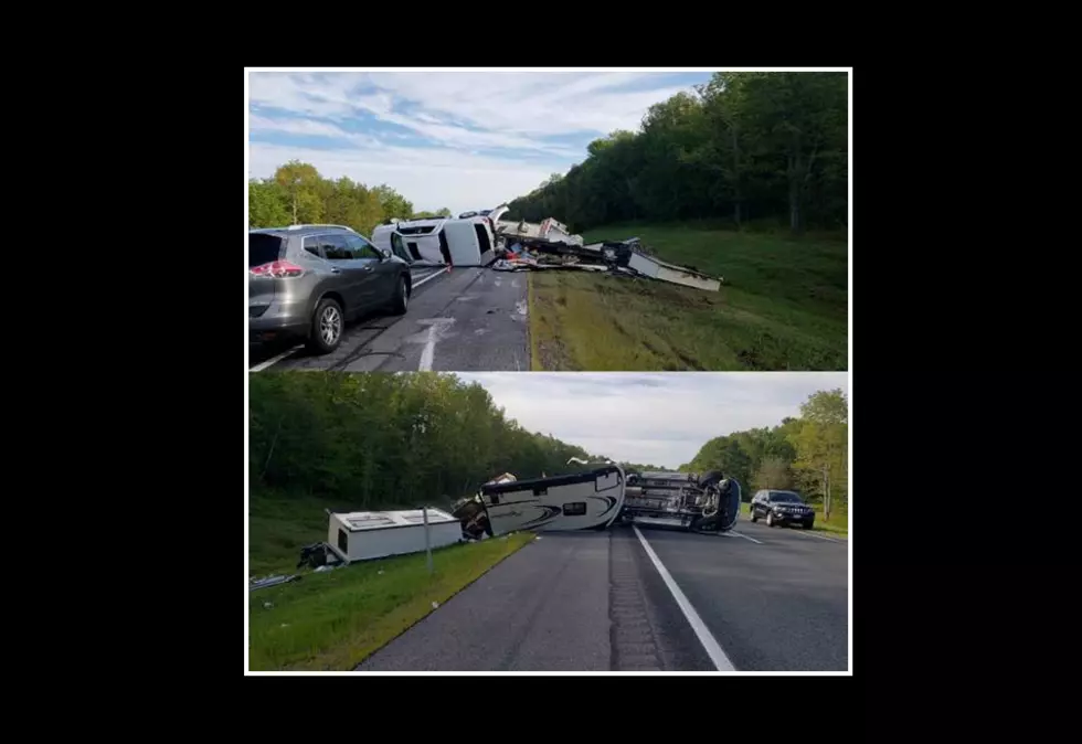 Camper Overturns on Maine Interstate [PHOTOS]