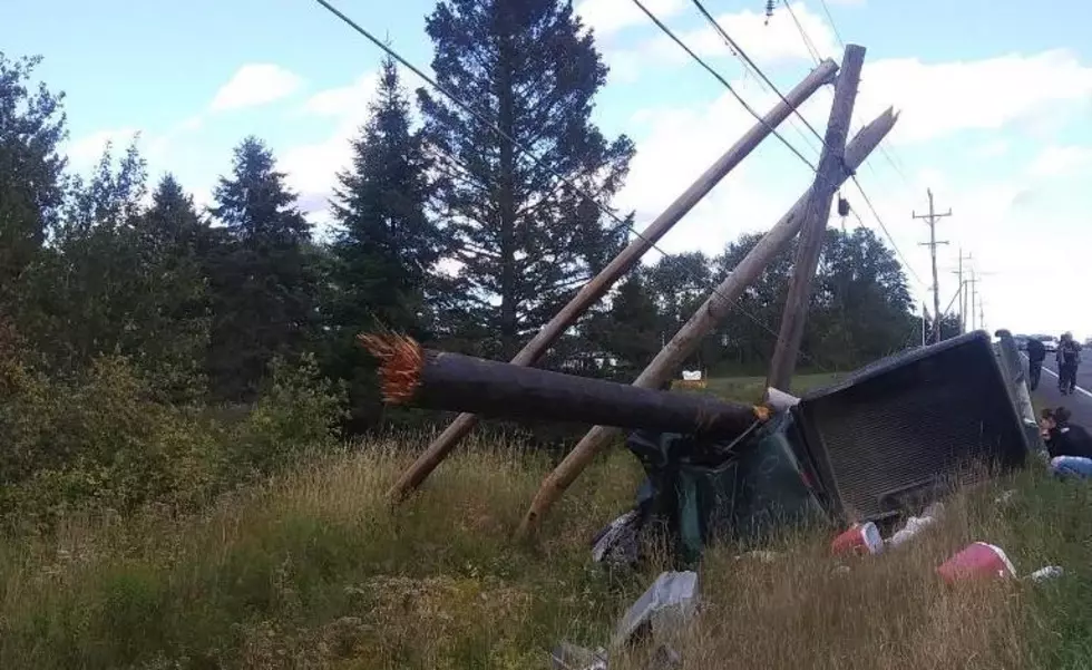 Portage Lake Man Has Medical Emergency; Hits Telephone Pole