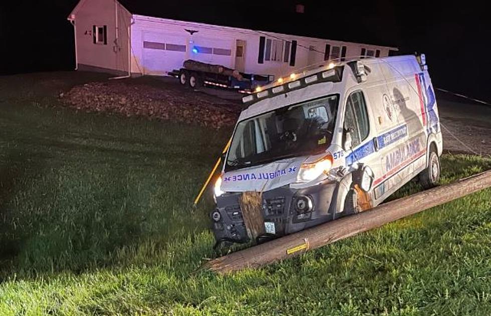 Ambulance Strikes Utility Pole on Route 1, Bridgewater, Maine