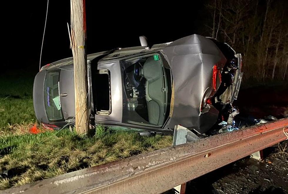 Car Crash Cracks Pole; Driver Helped Out of Vehicle in Hamlin, Maine