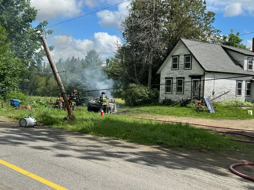 Woman Seriously Injured after Hitting Pole & Car Fire in Maine