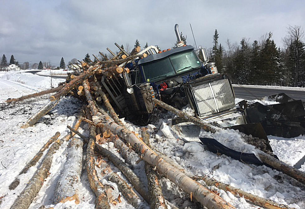 Logging Truck Crashes on Route 1 in Monticello