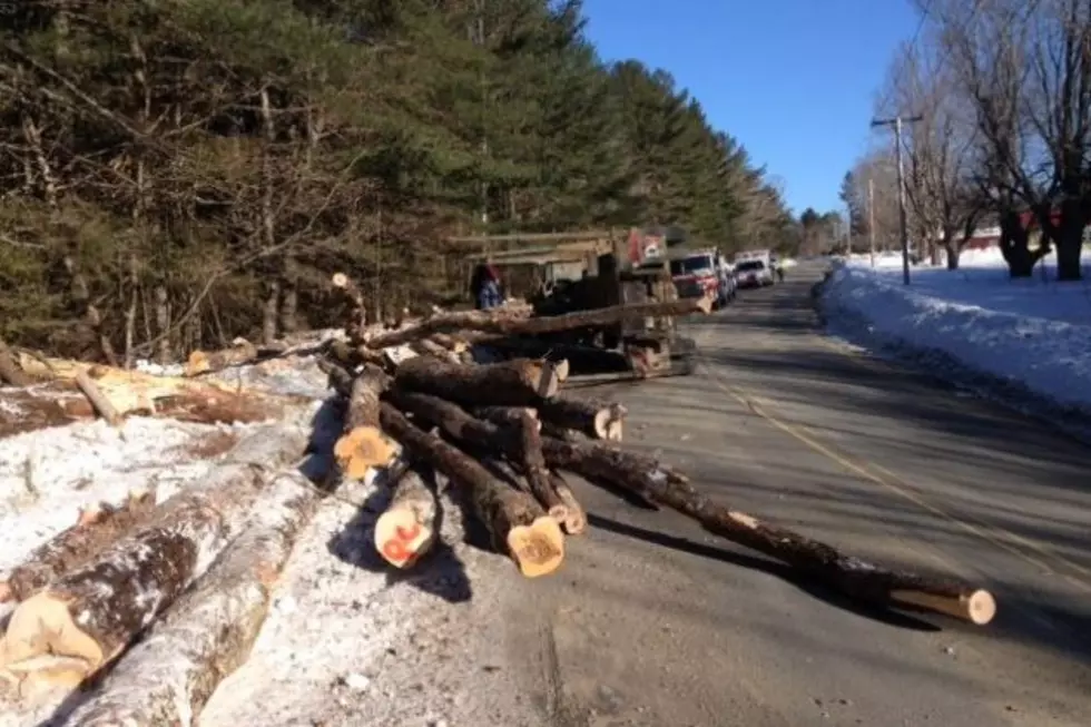 Driver Escapes Logging Truck Rollover in Penobscot County