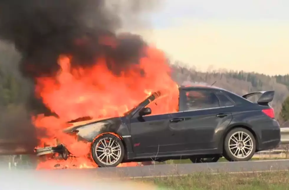 Car Fire on Trans-Canada Highway in Northwestern New Brunswick [VIDEO]
