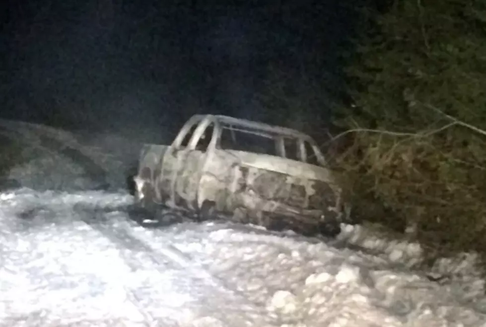 Truck Crashes, Catches Fire on Snowy Road in Southern Aroostook