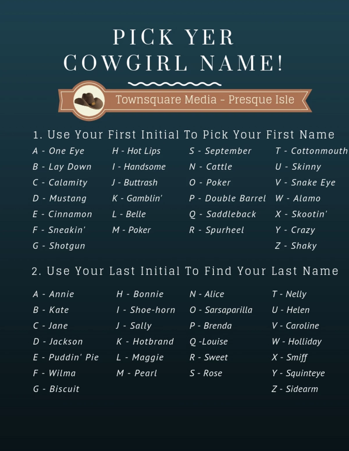 Find Your Cowgirl Name Here Just In Time For Boots N' Bulls!