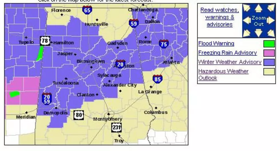 Winter Weather Advisory Issued for North and Central Alabama