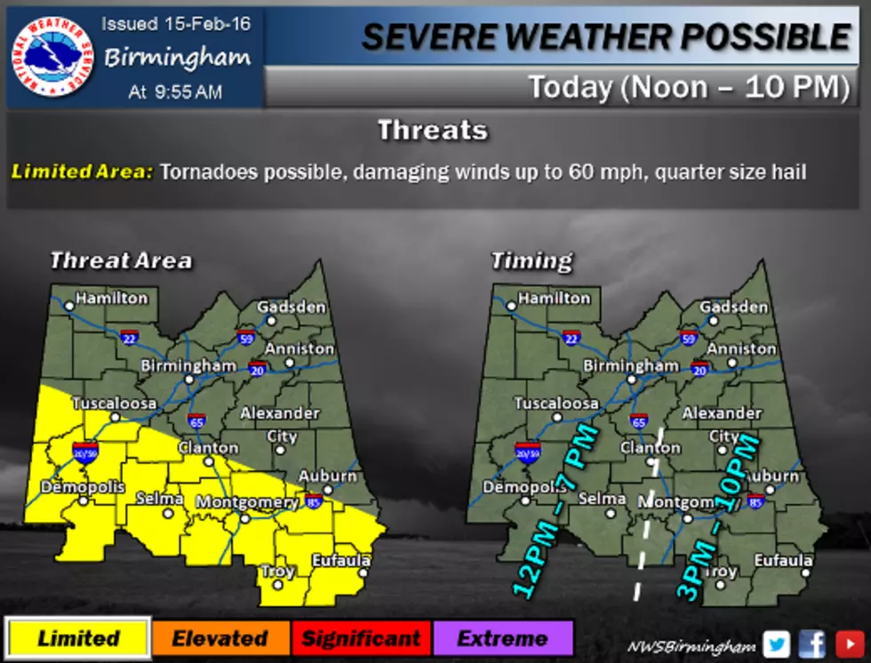 Forecast Calls for Limited Severe Weather Threat for Tuscaloosa County