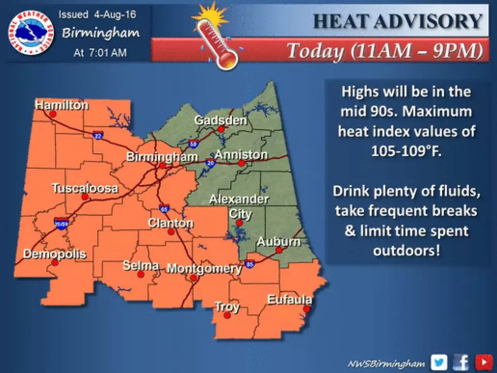 Heat Advisory in Effect From 11 AM until 9 PM Thursday, August 4, 2016