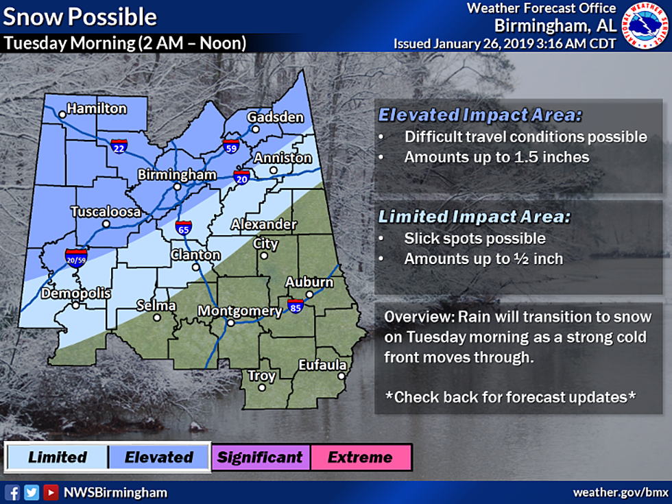 Snow in Tuscaloosa Tuesday