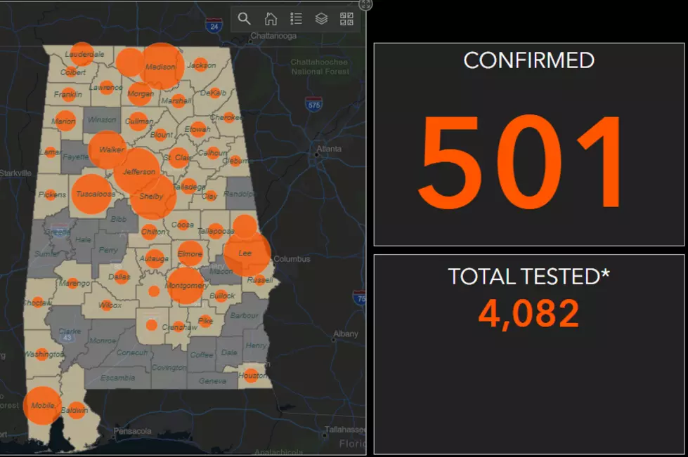 Alabama Passes 500 COVID-19 Cases, 19 in Tuscaloosa County