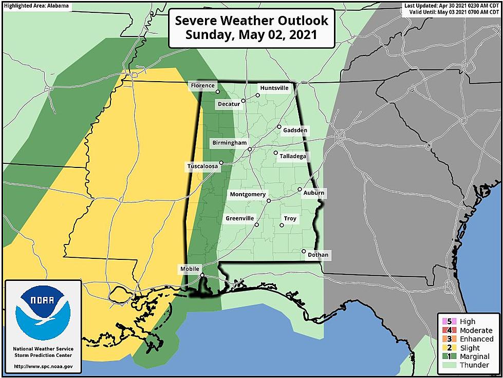 Severe Storms Possible Sunday Before a Very Wet Week in Tuscaloosa, Alabama