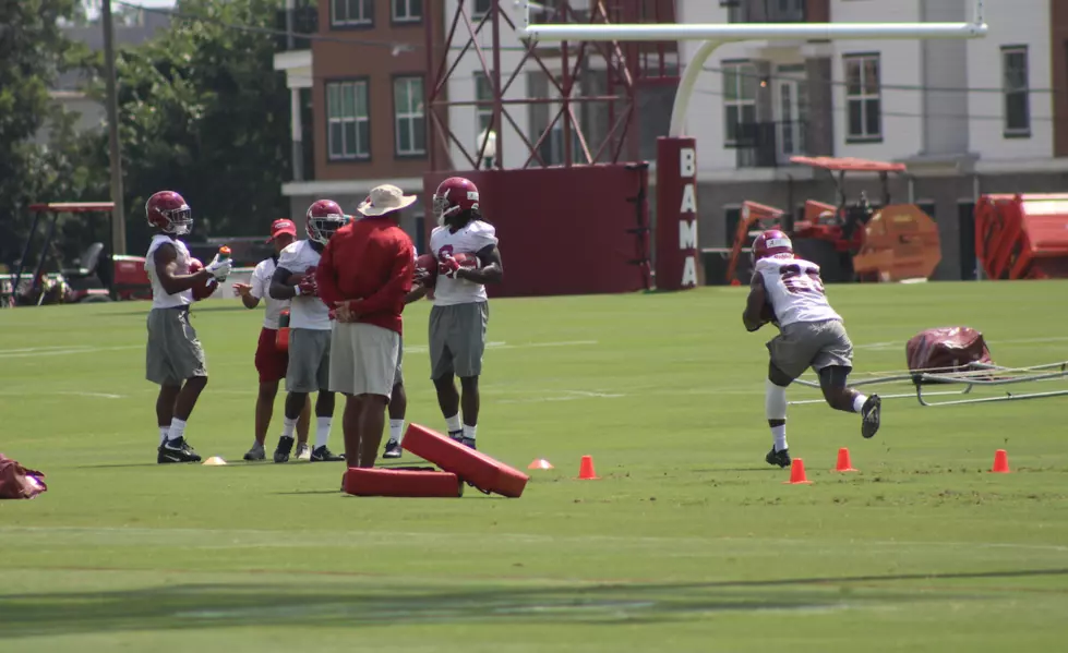 Watch the Alabama WRs and RBs Run Through Drills on Day 2