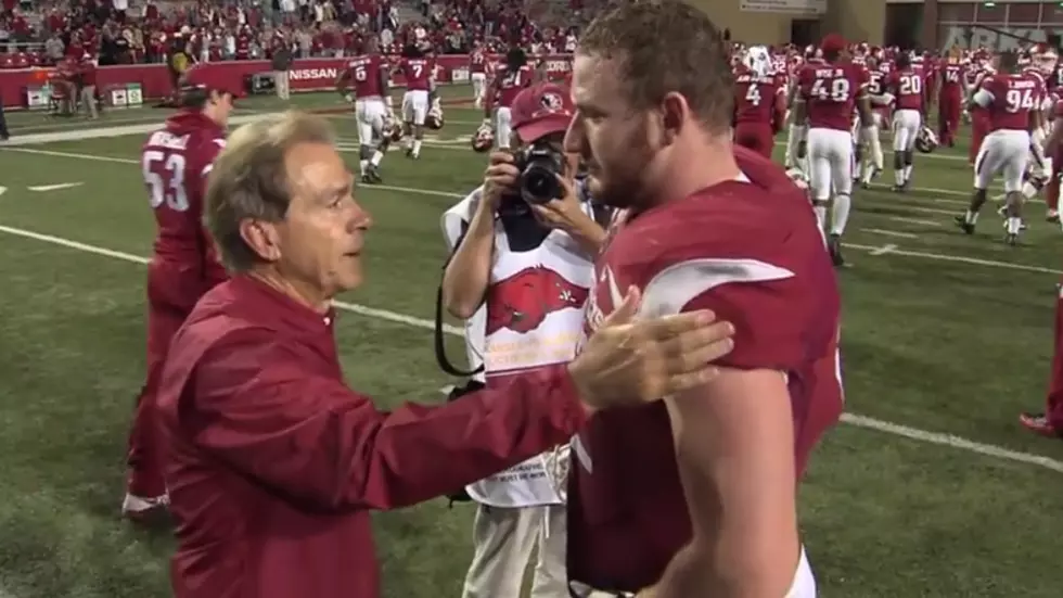 Nick Saban Finds Arkansas Center after the Game to Offer Support [VIDEO]