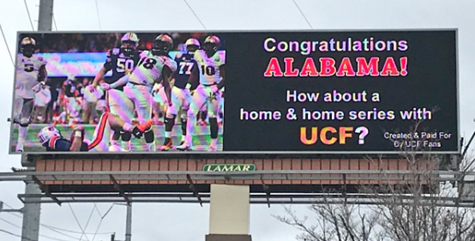 UCF Fans Buy Billboard Asking Alabama Football for a Home-and-Home Series