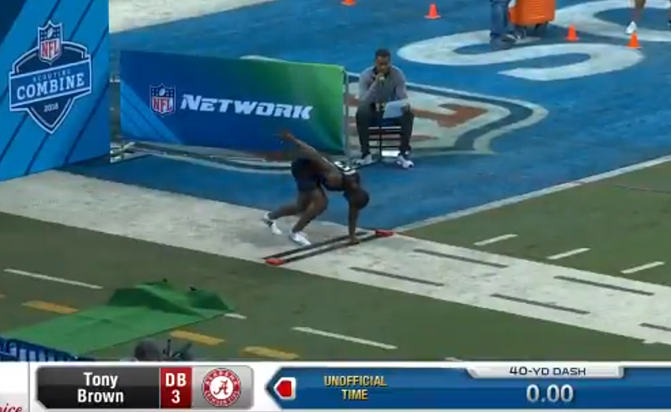 Watch Tony Brown Run the 40-Yard Dash Under 4.4 at the NFL Combine