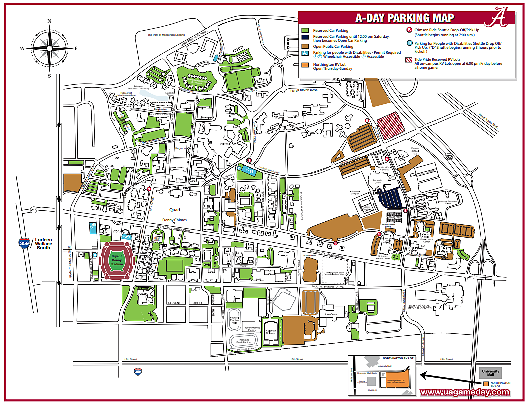 Parking Info for the 2018 Alabama A-Day Game