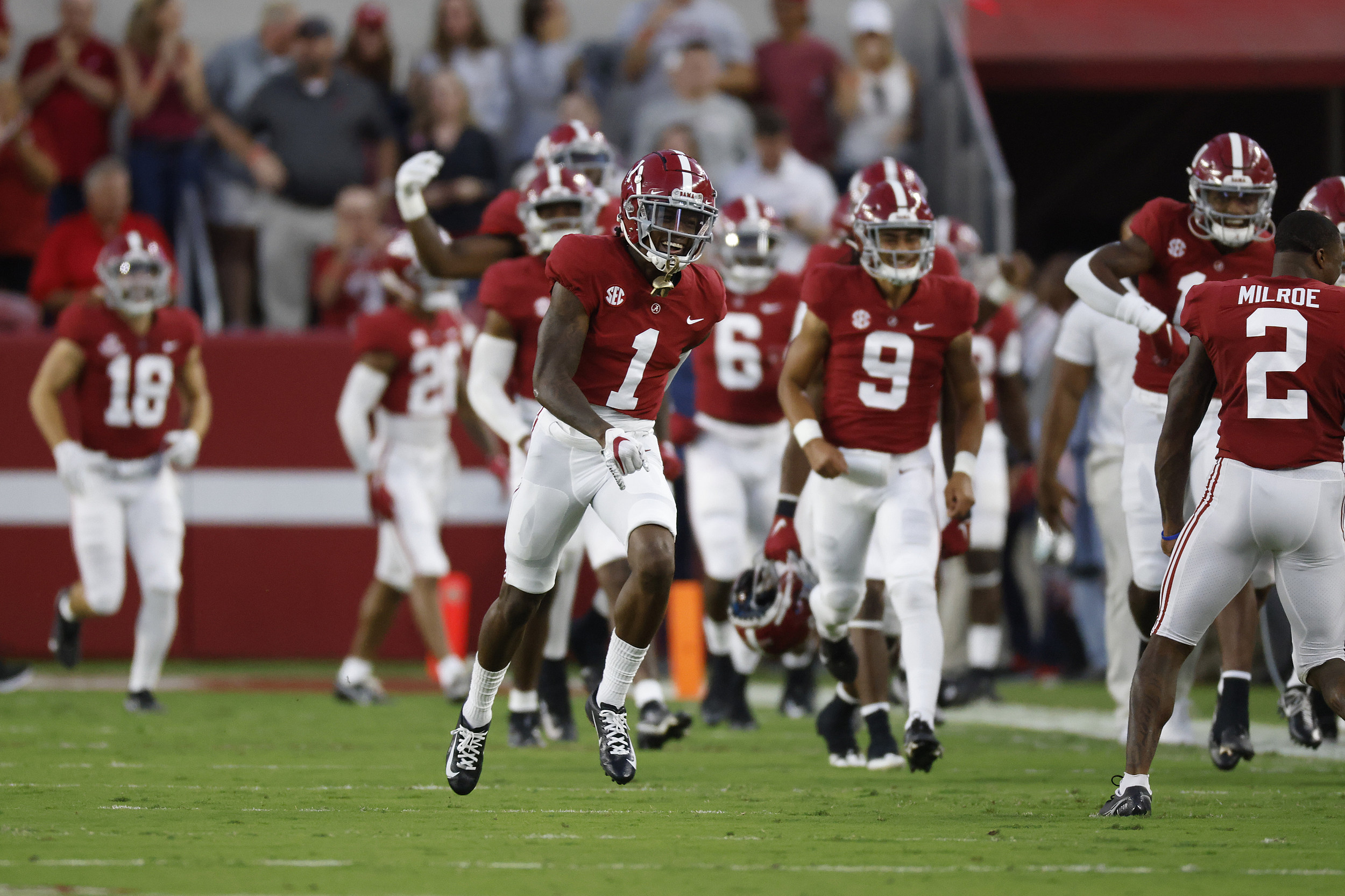 Jameson Williams tied an Alabama mark for second-longest TD catch