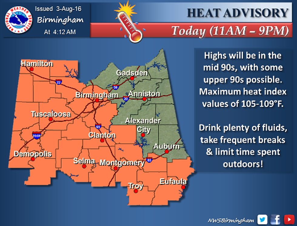 Heat Advisory For Central Alabama