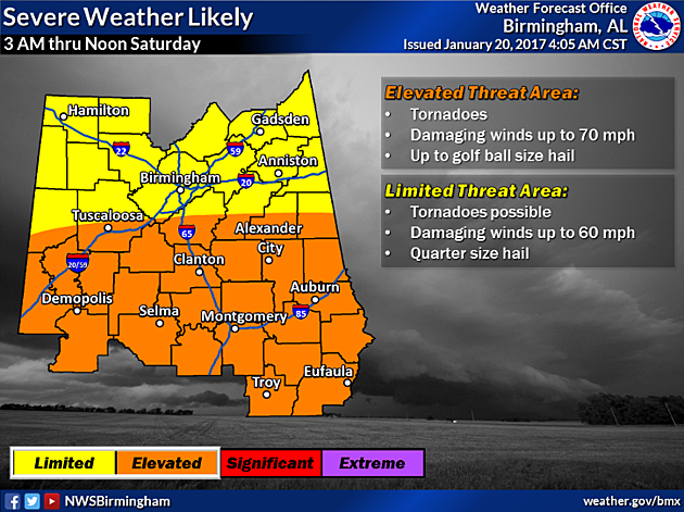 Severe Storms to Impact Alabama Saturday Morning and Again Saturday Night through Sunday Morning