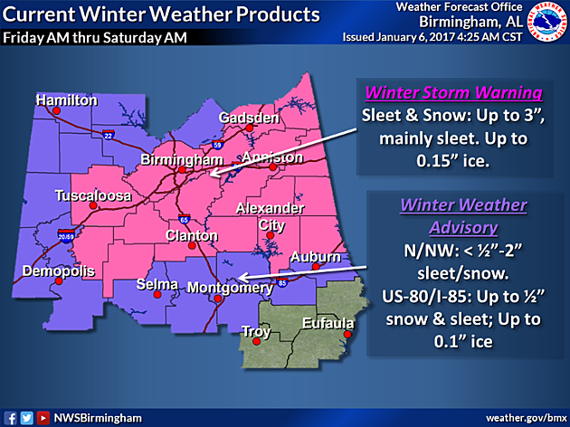 Tuscaloosa County Now Included in Winter Storm Warning