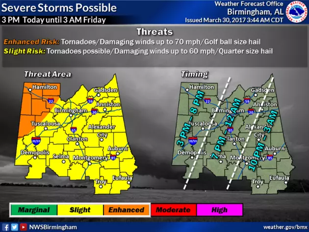 Severe Storms, Tornadoes Possible in Alabama This Afternoon and Evening