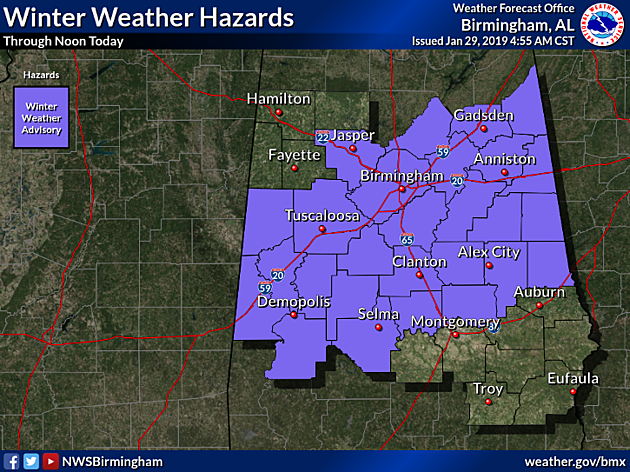 Winter Storm Warning Cancelled; Alabama Now Under a Winter Weather Advisory