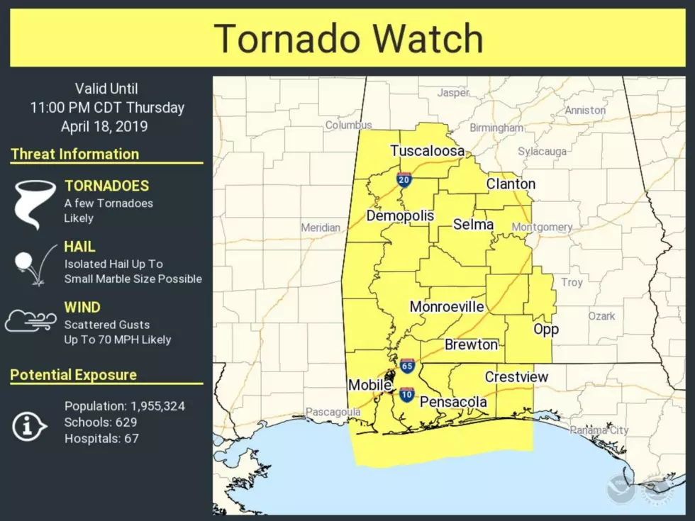 Tornado Watch Issued for Tuscaloosa County, West Alabama