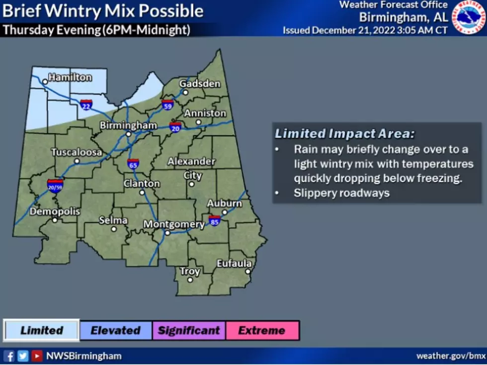 Brief Wintry Mix Possible for Portions of Alabama