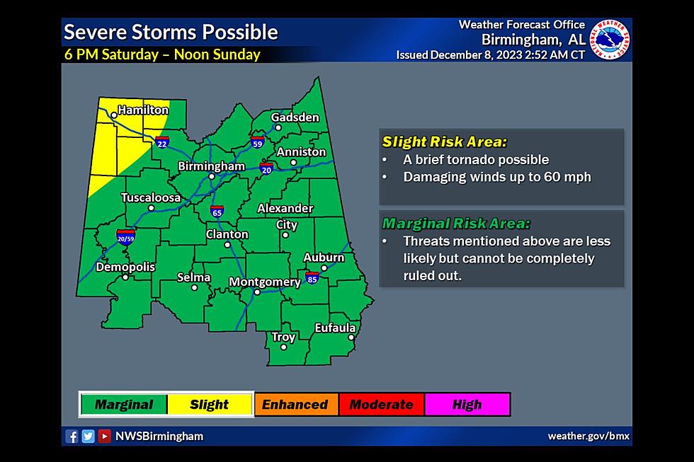 Marginal to Slight Risk of Severe Weather for Portions of Alabama