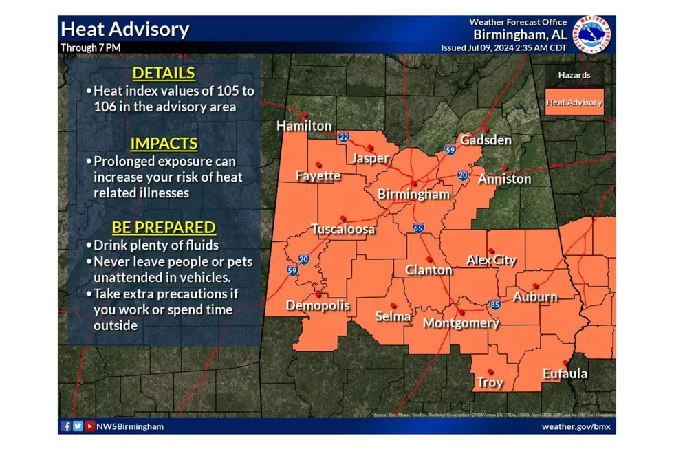 Heat Advisory for West Alabama Counties: Index Values up to 106