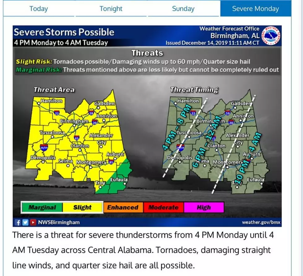 Severe Storms Possible Monday