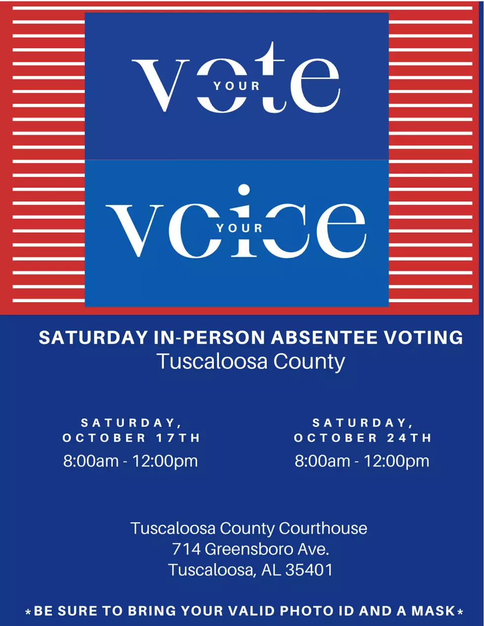 Tuscaloosa County Allows In-Person Absentee Voting on Saturdays