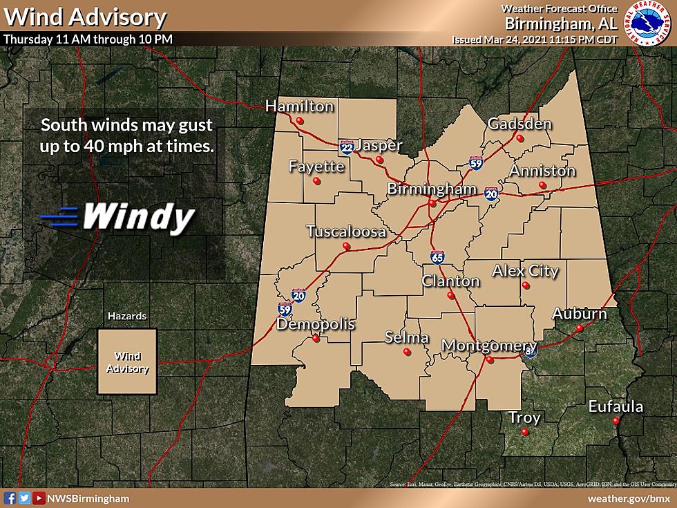 Wind Advisory Today for Portions of Central Alabama