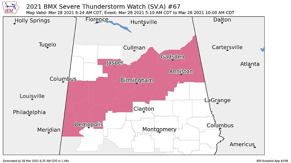 Severe Thunderstorm Watch for Portions of Central Alabama 