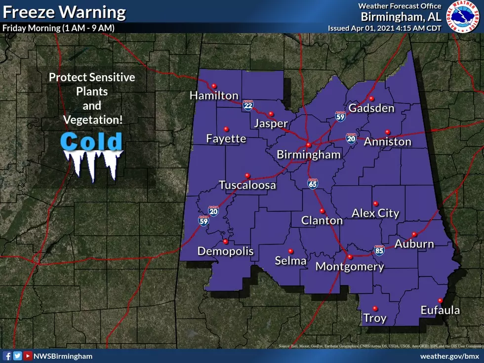Cold Snap for Central Alabama, Freeze Warning for Friday