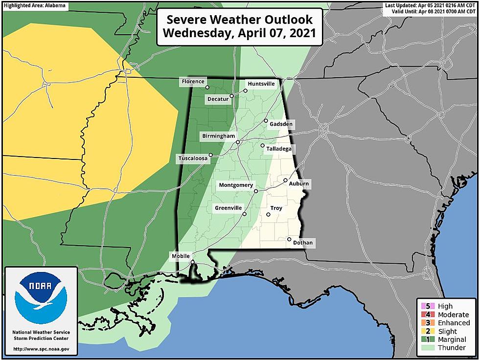 Possible Severe Storm Threat for Central Alabama, Wednesday Night