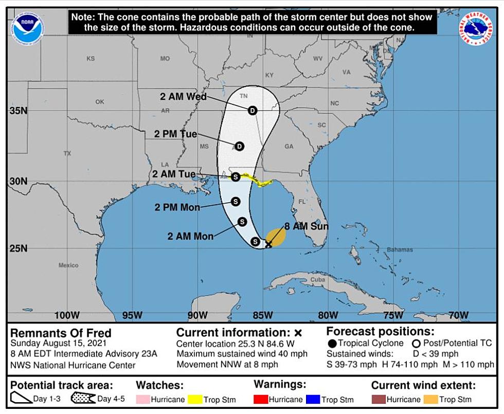 Fred Shifts Toward the East, Reaches Central Alabama Tuesday